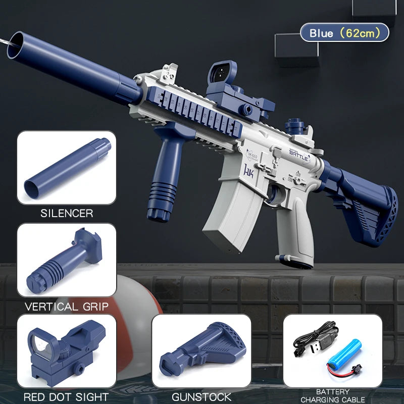 Electric Water Gun M416 Manual Version and Rechargeable Automatic Spray Gun Toys Largy Capacity Far Range for Adults & Kids