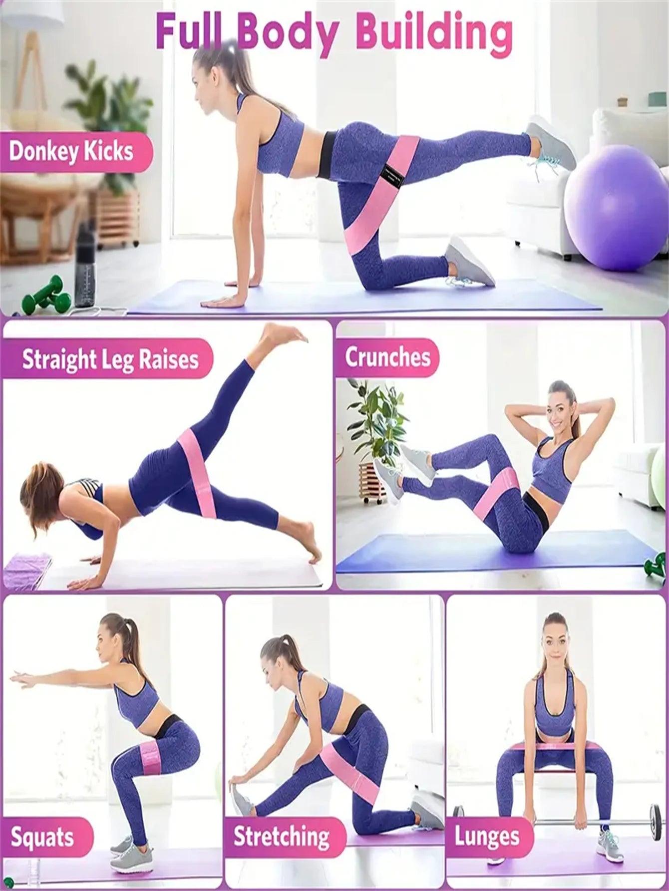 3 Pcs Fabric Resistance Hip Booty Bands Glute Thigh Elastic Workout Squat Circle Stretch Fitness Strips Loops Yoga Gym Equipment