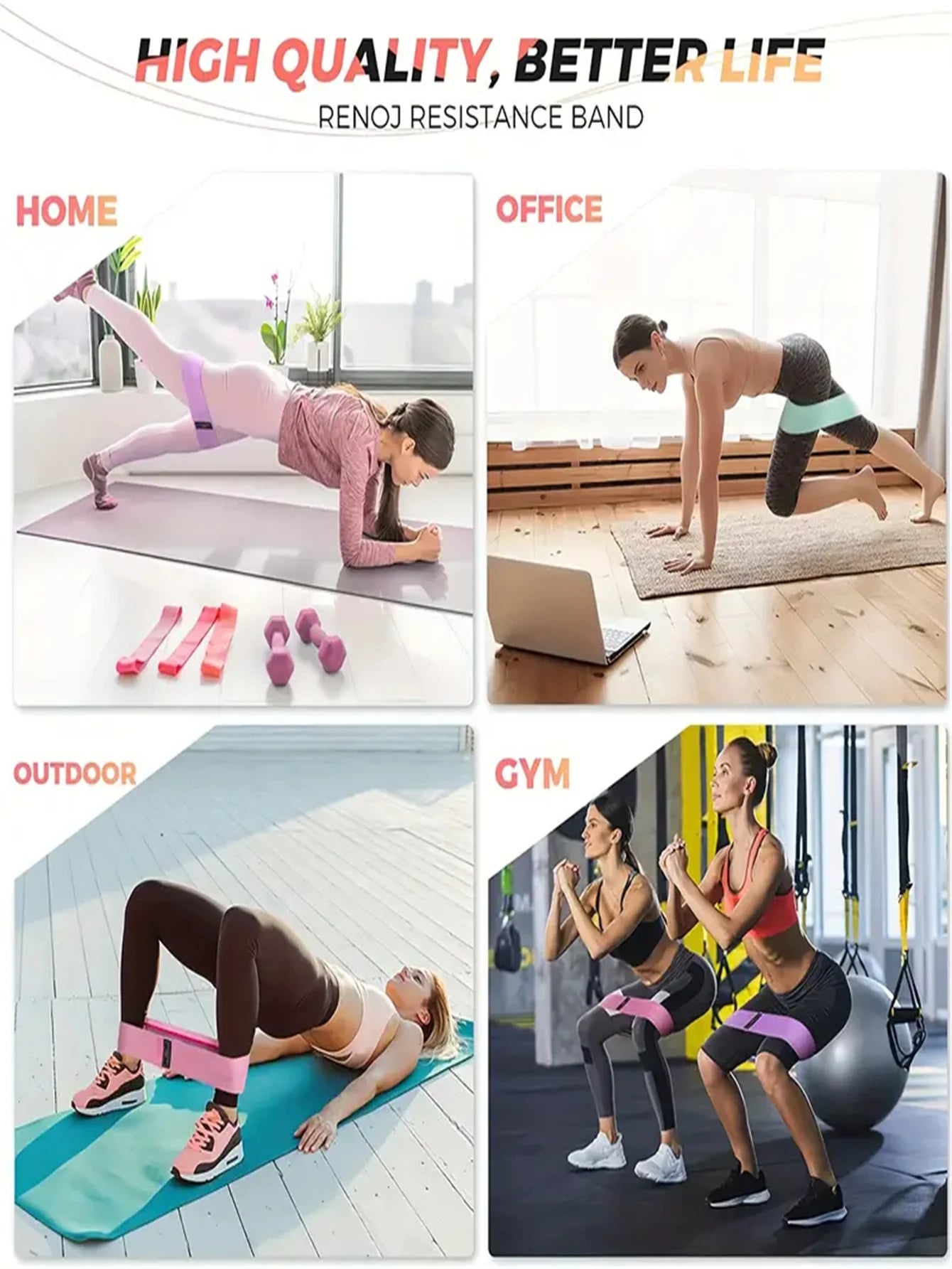 3 Pcs Fabric Resistance Hip Booty Bands Glute Thigh Elastic Workout Squat Circle Stretch Fitness Strips Loops Yoga Gym Equipment