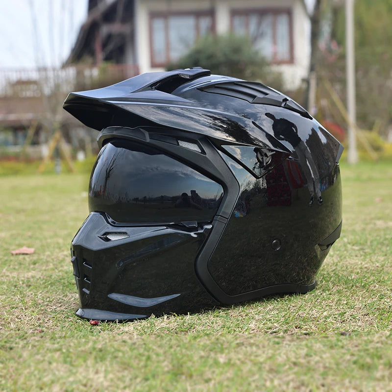 Street Fighter Motorcycle Helmet Men'S and Women'S Four Seasons Motorcycle Retro Full Helmet Half Helmet Combination Helmet