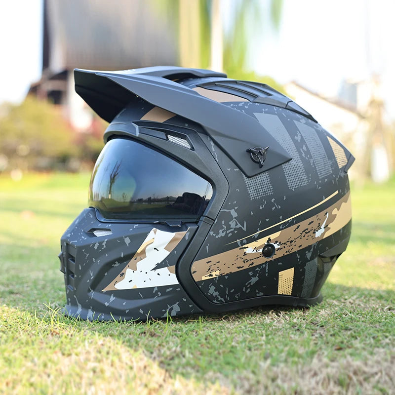 Street Fighter Motorcycle Helmet Men'S and Women'S Four Seasons Motorcycle Retro Full Helmet Half Helmet Combination Helmet