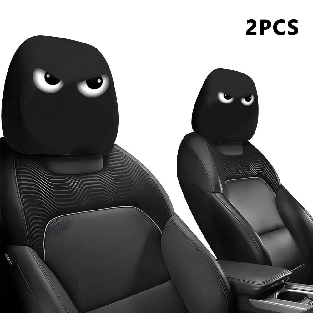 2Pcs Universal Fun Cartoon Car Pillowcase Cute Funny Car Print Pillowcase Breathable Comfortable Holiday Car Interior Accessory