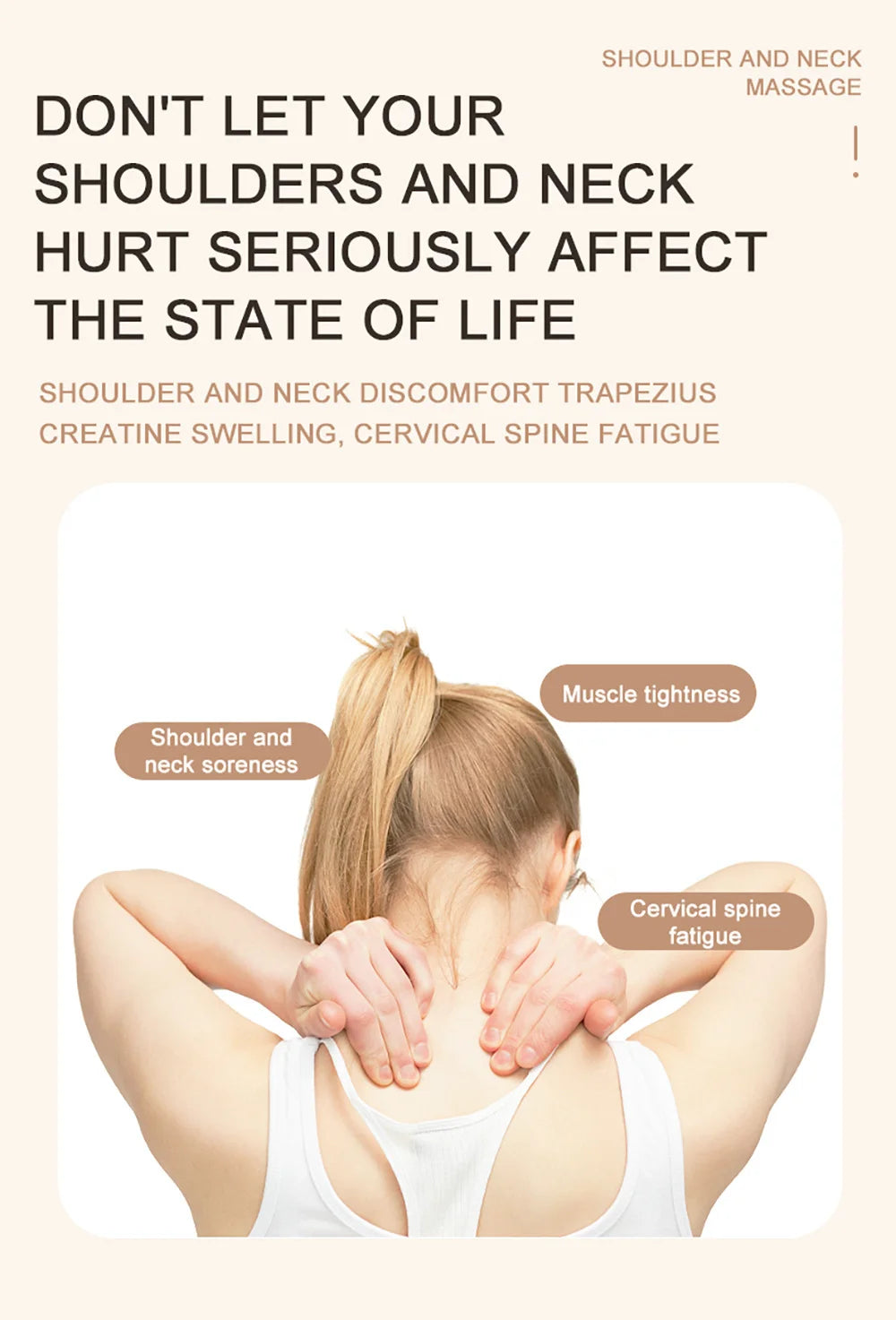 Wireless Neck Back Massager Neck and Shoulder Knead Massage Shawl Neck Cervical Relaxing Trapezius Massager Pain Relief Device