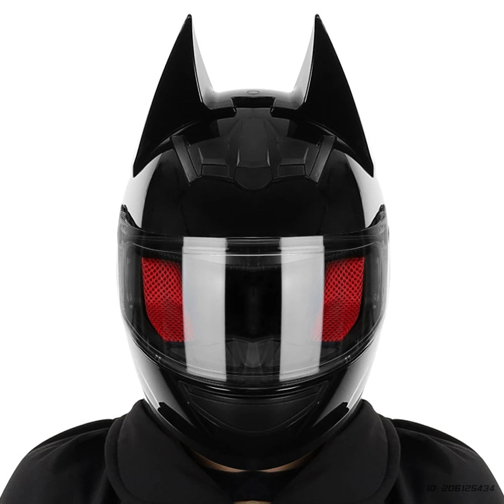Motorcycle Helmet Bat Ears Full Face Detachable Horns Motorcross Racing Helmet Motorbike Moto DOT Approved Safety Moto Helmets