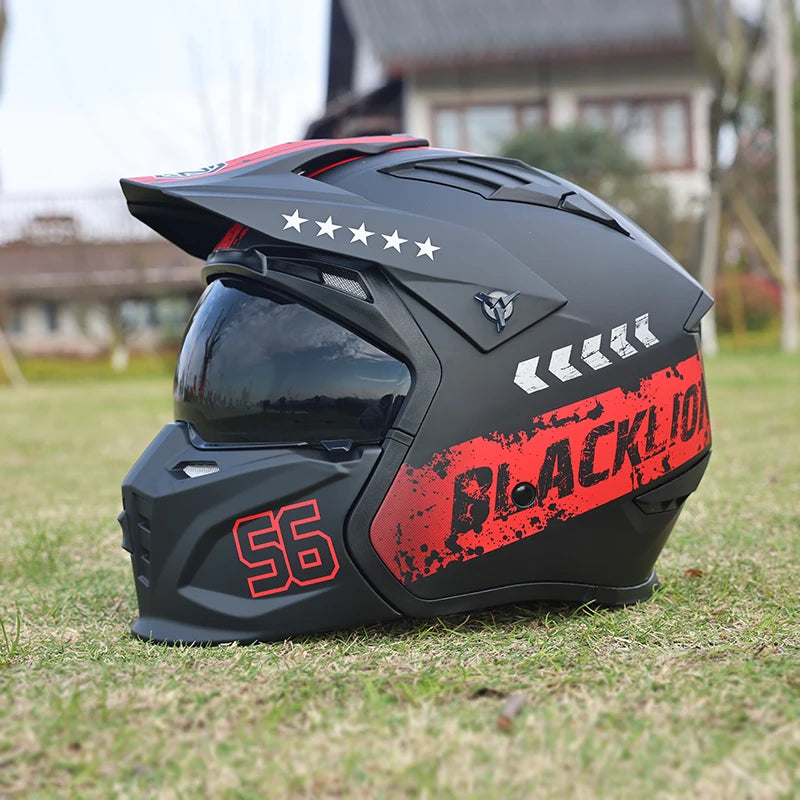 Street Fighter Motorcycle Helmet Men'S and Women'S Four Seasons Motorcycle Retro Full Helmet Half Helmet Combination Helmet