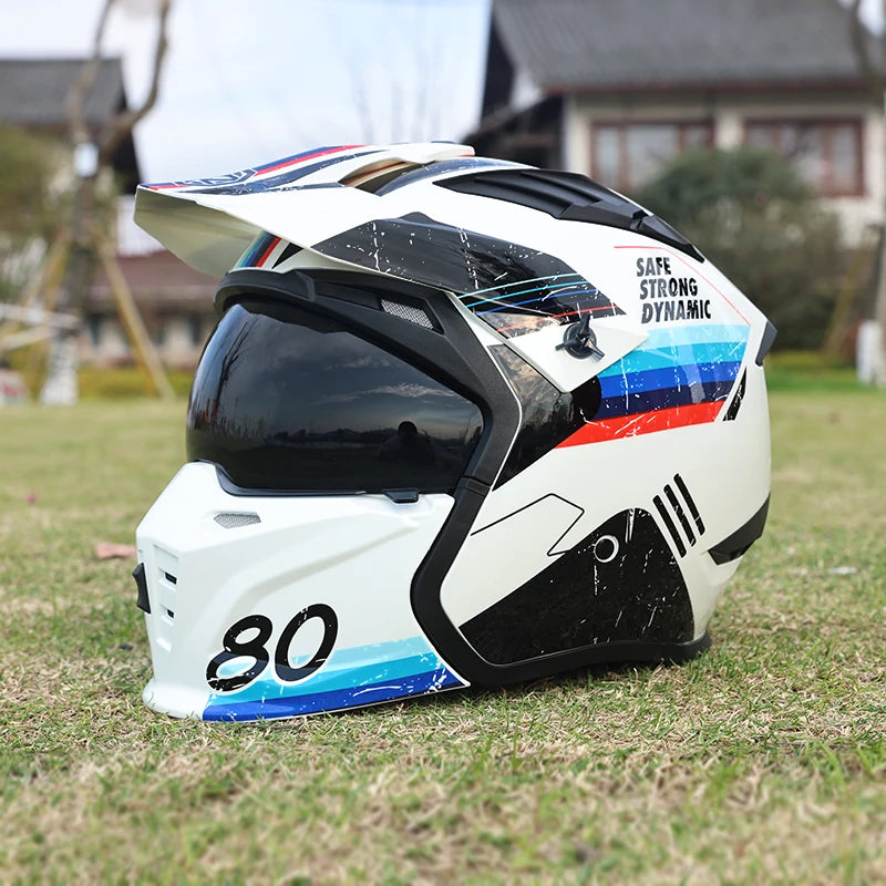 Street Fighter Motorcycle Helmet Men'S and Women'S Four Seasons Motorcycle Retro Full Helmet Half Helmet Combination Helmet