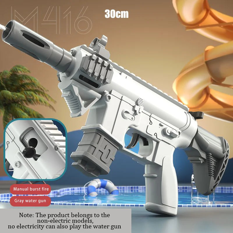 Electric Water Gun M416 Manual Version and Rechargeable Automatic Spray Gun Toys Largy Capacity Far Range for Adults & Kids