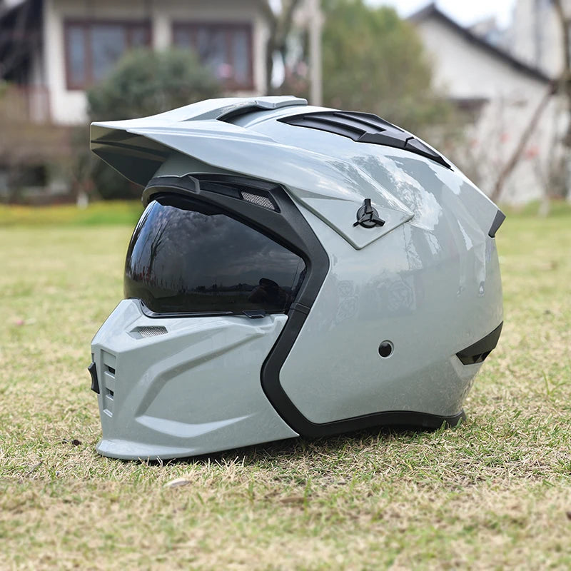 Street Fighter Motorcycle Helmet Men'S and Women'S Four Seasons Motorcycle Retro Full Helmet Half Helmet Combination Helmet