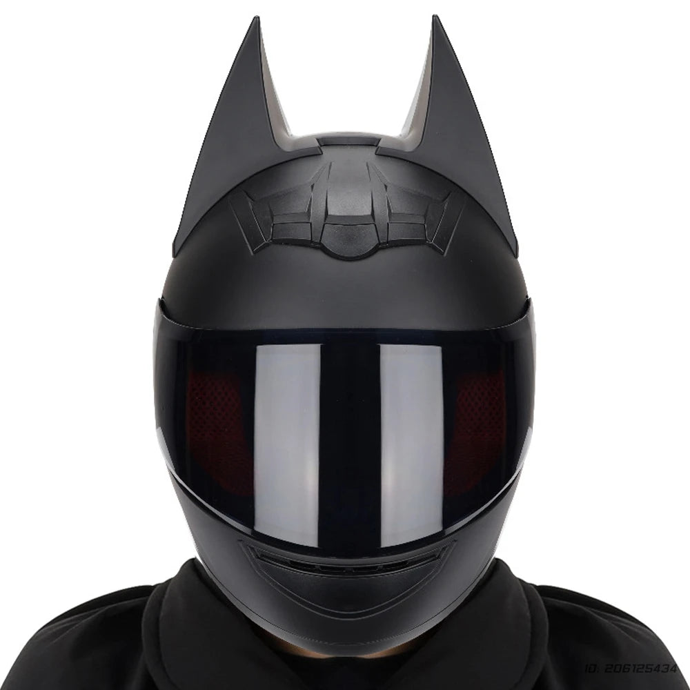 Motorcycle Helmet Bat Ears Full Face Detachable Horns Motorcross Racing Helmet Motorbike Moto DOT Approved Safety Moto Helmets