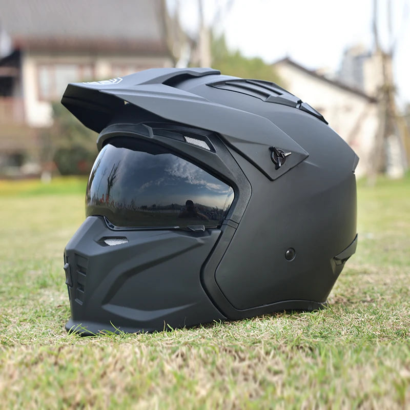 Street Fighter Motorcycle Helmet Men'S and Women'S Four Seasons Motorcycle Retro Full Helmet Half Helmet Combination Helmet