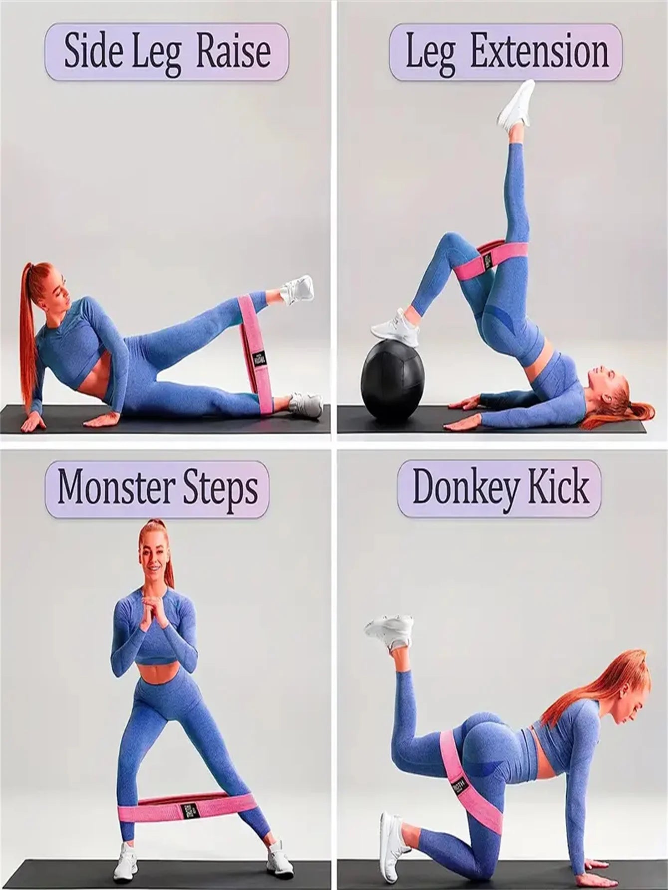 3 Pcs Fabric Resistance Hip Booty Bands Glute Thigh Elastic Workout Squat Circle Stretch Fitness Strips Loops Yoga Gym Equipment
