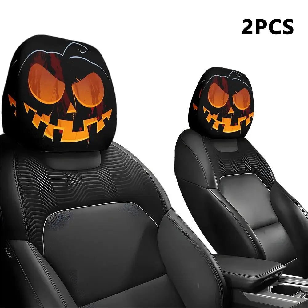 2Pcs Universal Fun Cartoon Car Pillowcase Cute Funny Car Print Pillowcase Breathable Comfortable Holiday Car Interior Accessory