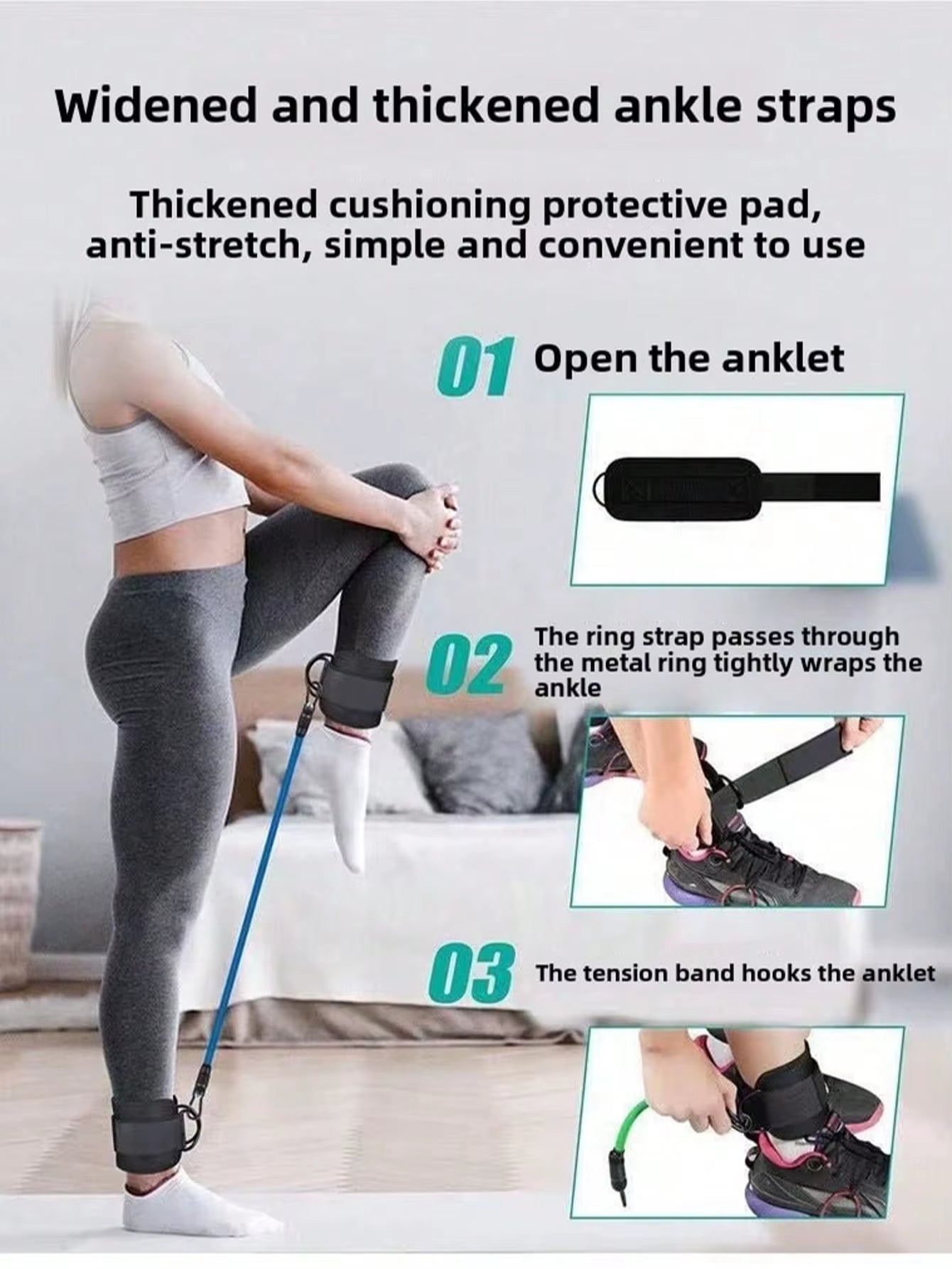 Ankle Stretch Bands Fitness Strength Ankle Resistance Bands for Flexibility Set for Yoga Hip Leg Strength Trainer
