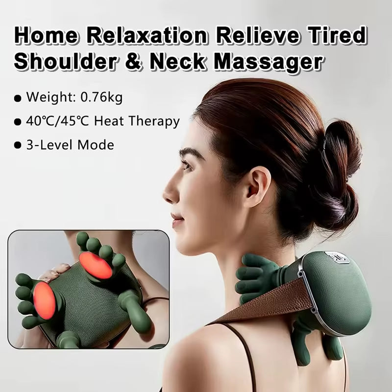 Electric Neck and Shoulder Muscle Massager Wireless Shoulder and Back Kneading Massage Shawl Neck Masajeador Relax Pain Relief