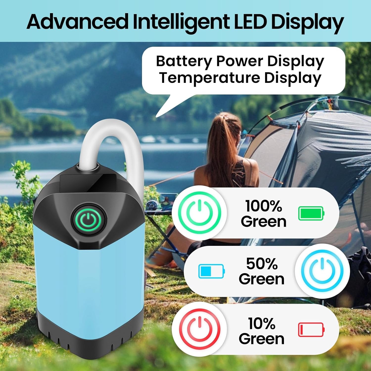 Portable Camping Shower with 7800Mah Battery - 3 Spray Modes, IPX7 Waterproof & Powerful Suction for Indoor, Camping, Beach Travel, RV Life, Pet Bathing, Gardening