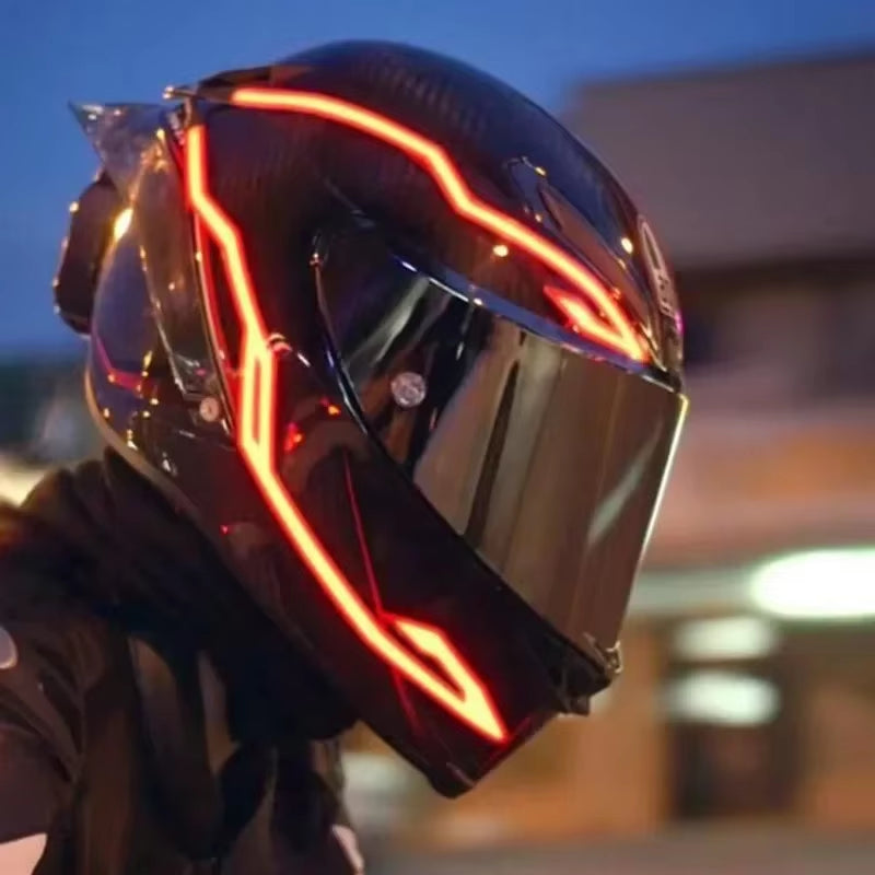 Motorcycle Helmet Light 4 in 1 EL Light 3 Mode Led Helmet Light Night Riding Signal Helmet Strip Decoration Accessories Kit