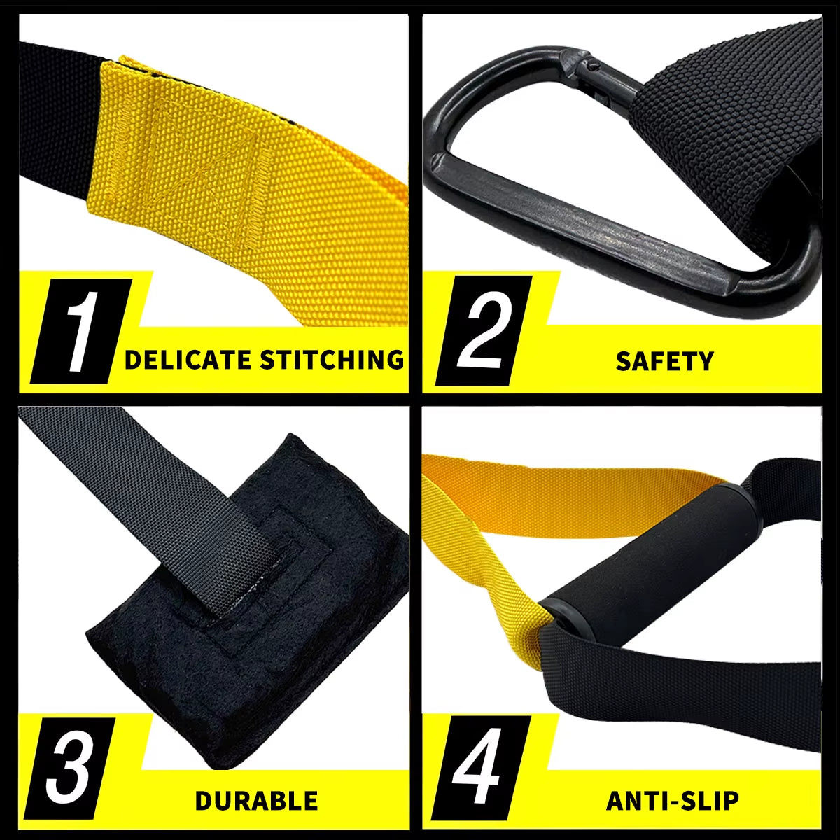 Suspended Training Belt with Bungee Storage Bag for Pull-Ups, Pilates, Strength Training and Resistance Home Exercise Supplies