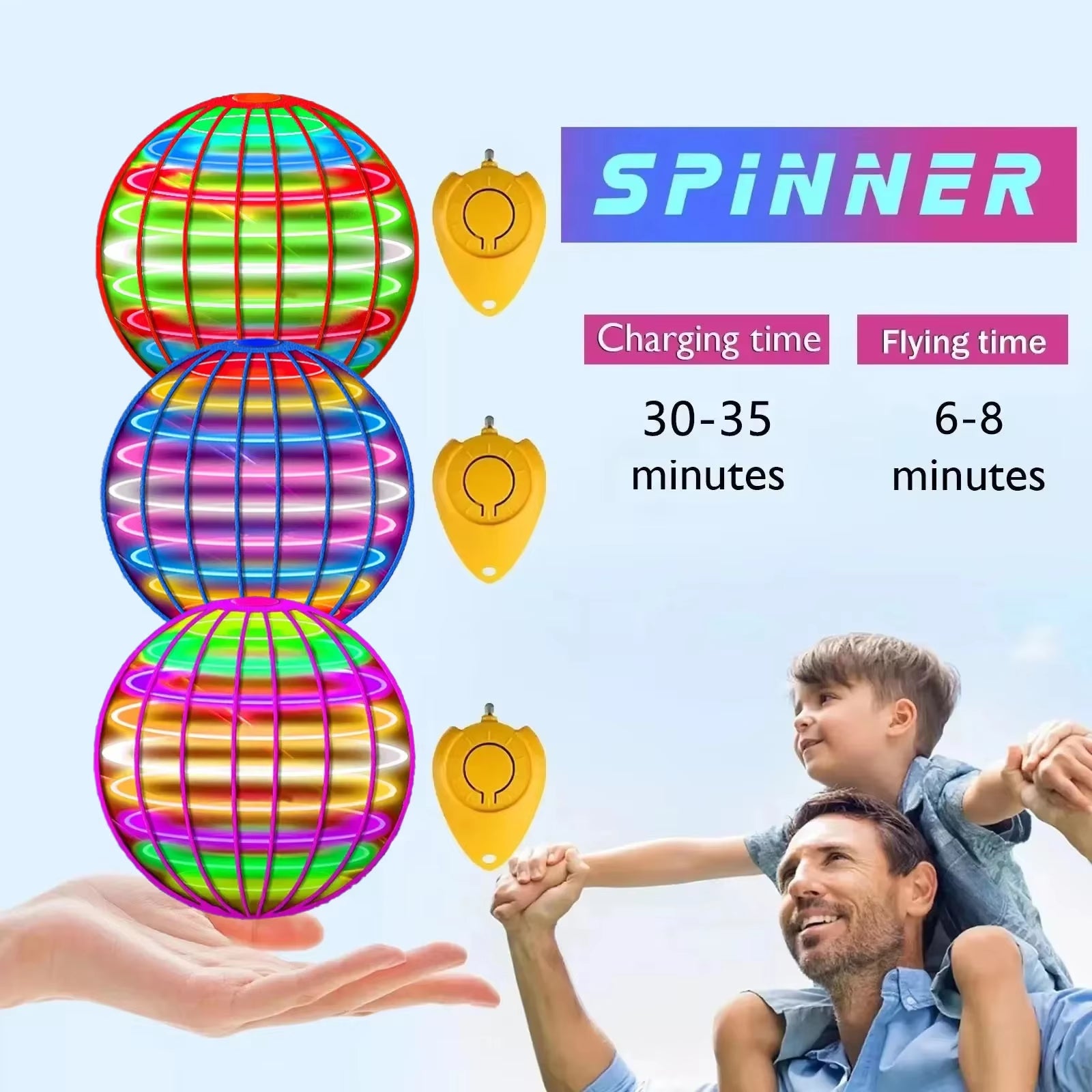 Flying Ball Boomerang Flyorb Magic with LED Lights Drone Hover Ball Fly Nova Orb Flying Spinner Fidget Toys Children Gift