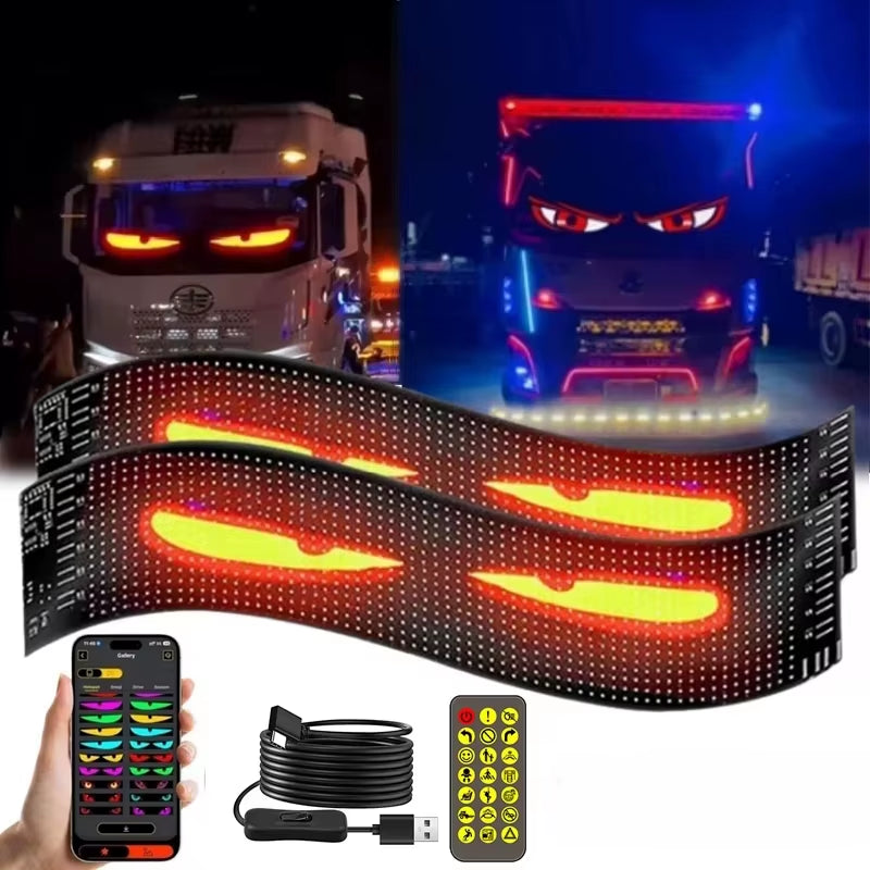 1Pcs Scrolling RGB LED Matrix Pixel Sign USB Flexible Programmable Pattern Graffiti Animation APP Control Car Demon Eyes Display